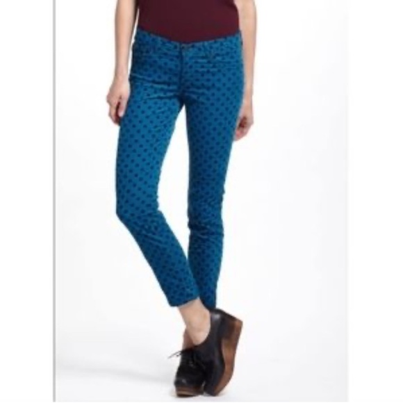 AG the Stevie Blue Polka Dot Pants corduroy women 29R slim straight Y2K retro - Picture 1 of 12